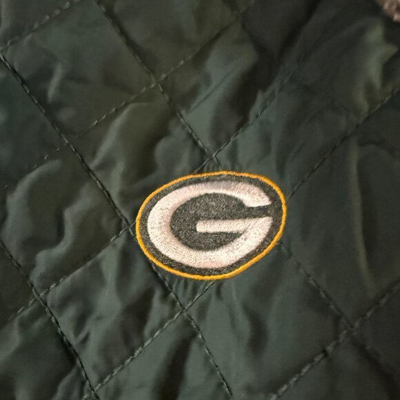 Antigua Green Bay Packers Sherpa Fleece Pullover – Grey/Green Quilted Snap Neck - Picture 3 of 5